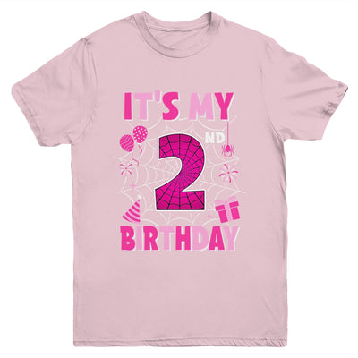 It's My 2nd Birthday Spider Web Theme Party 2 Years Old Girl Youth Shirt | siriusteestore