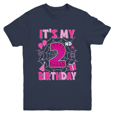 It's My 2nd Birthday Spider Web Theme Party 2 Years Old Girl Youth Shirt | siriusteestore