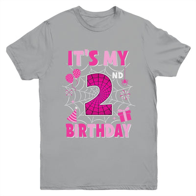 It's My 2nd Birthday Spider Web Theme Party 2 Years Old Girl Youth Shirt | siriusteestore