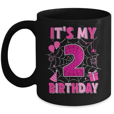 It's My 2nd Birthday Spider Web Theme Party 2 Years Old Girls Mug | siriusteestore