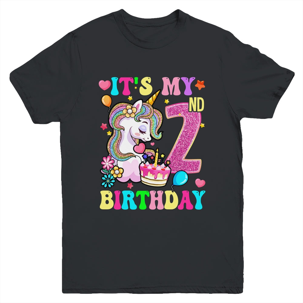 It's My 2nd Birthday Unicorn Girls Funny 2 Year Old Youth Shirt | siriusteestore