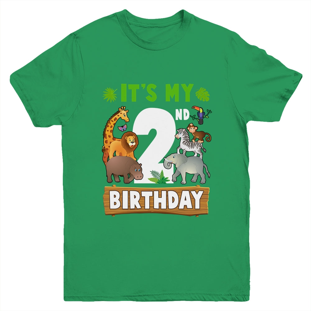 It's My 2nd Birthday Zoo Jungle Safari 2 Years Old Birthday Youth Shirt | siriusteestore