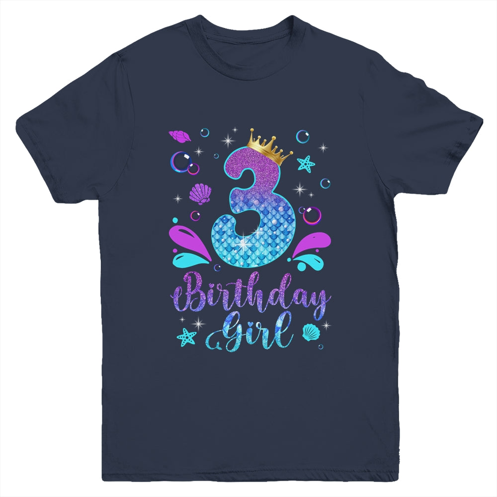 It's My 3rd Bday Mermaid Funny Birthday Girls 3 Years Old Youth Shirt | siriusteestore