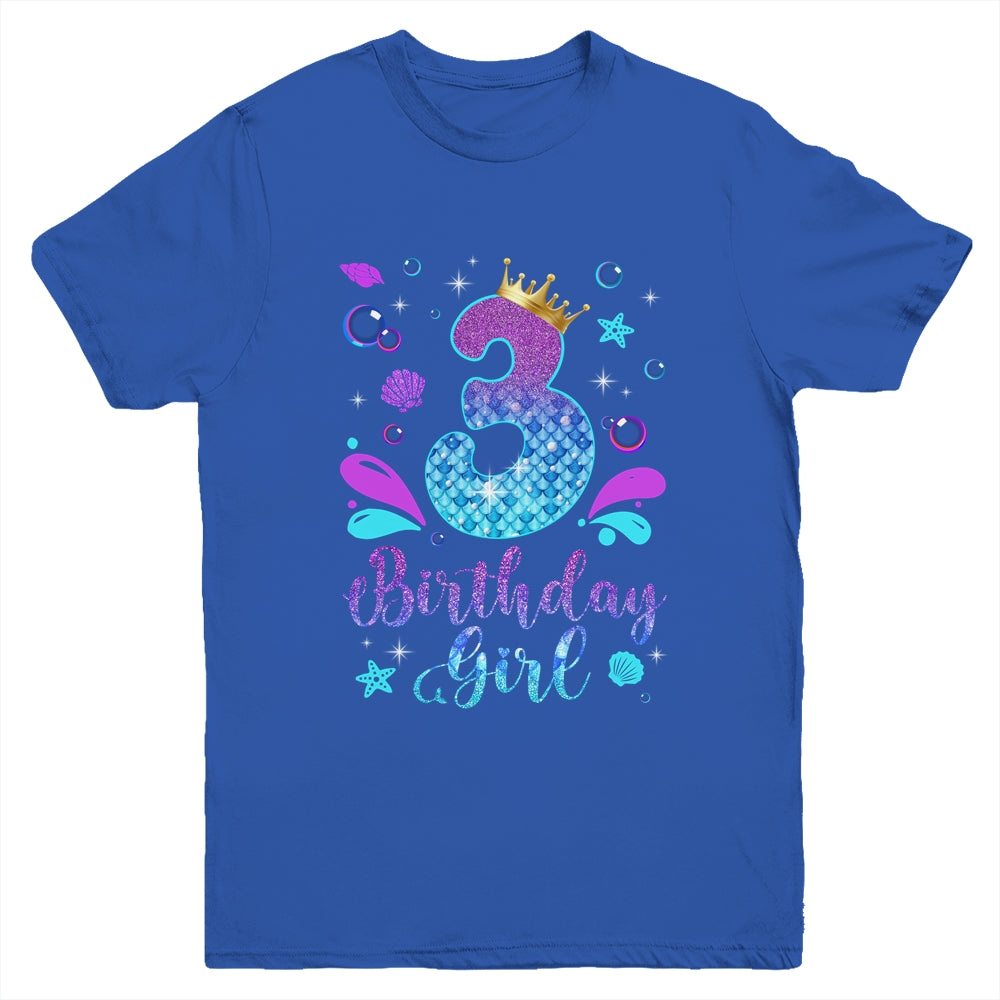 It's My 3rd Bday Mermaid Funny Birthday Girls 3 Years Old Youth Shirt | siriusteestore