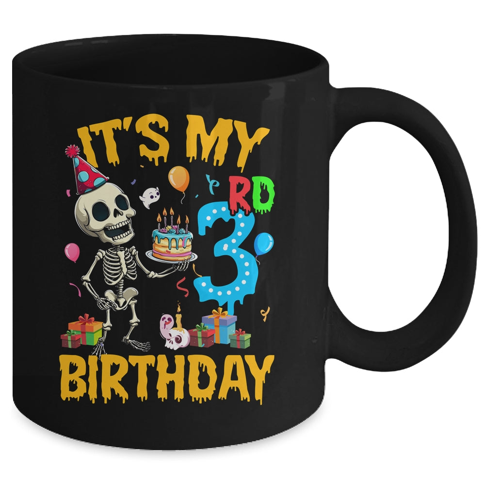It's My 3rd Birthday Party Halloween Skeleton Birthday Kids Mug | siriusteestore