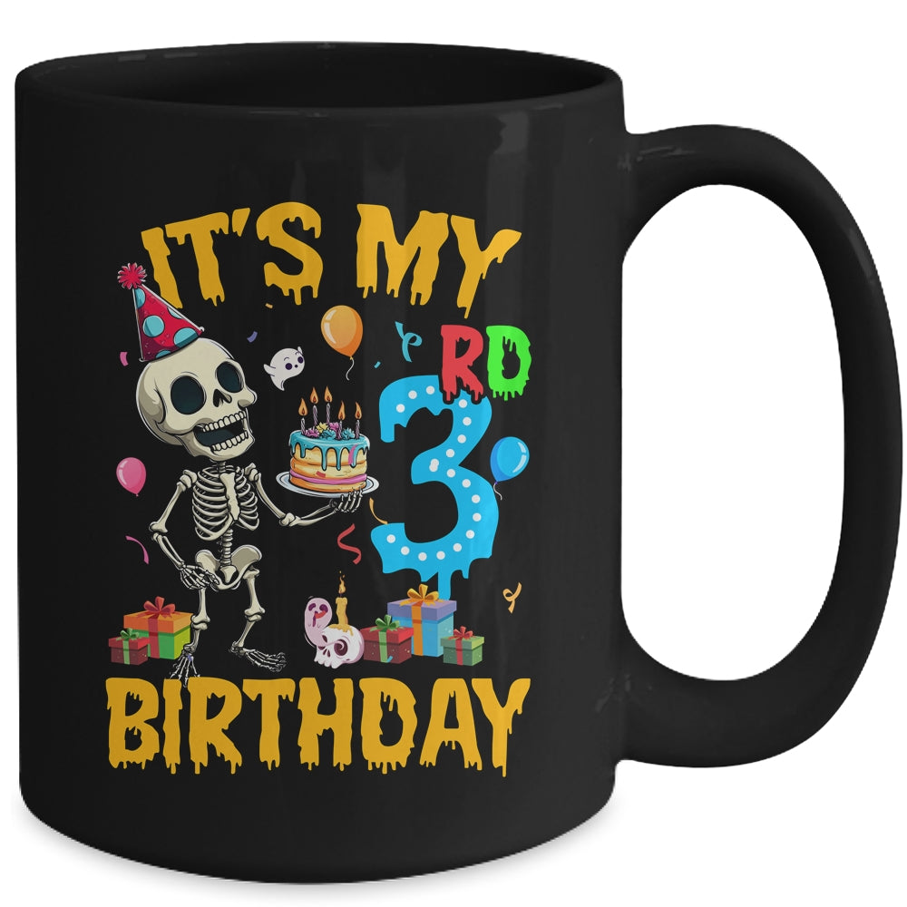 It's My 3rd Birthday Party Halloween Skeleton Birthday Kids Mug | siriusteestore
