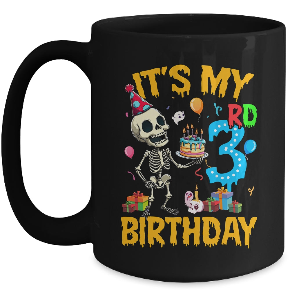 It's My 3rd Birthday Party Halloween Skeleton Birthday Kids Mug | siriusteestore