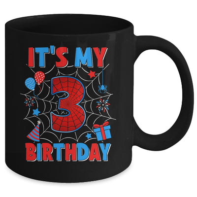 It's My 3rd Birthday Spider Web Theme Party 3 Years Old Boys Mug | siriusteestore