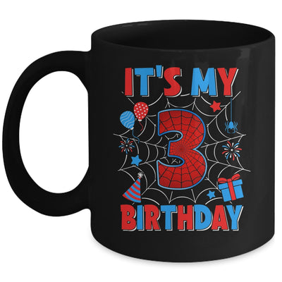 It's My 3rd Birthday Spider Web Theme Party 3 Years Old Boys Mug | siriusteestore