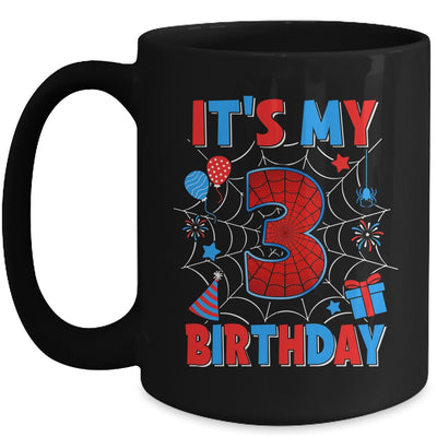 It's My 3rd Birthday Spider Web Theme Party 3 Years Old Boys Mug | siriusteestore