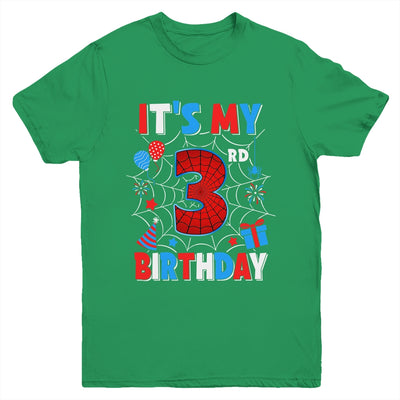 It's My 3rd Birthday Spider Web Theme Party 3 Years Old Boys Youth Shirt | siriusteestore