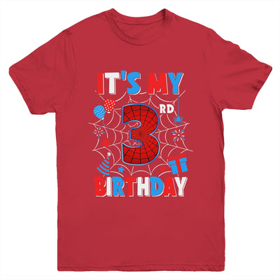 It's My 3rd Birthday Spider Web Theme Party 3 Years Old Boys Youth Shirt | siriusteestore