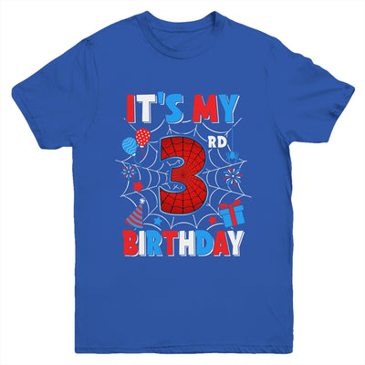 It's My 3rd Birthday Spider Web Theme Party 3 Years Old Boys Youth Shirt | siriusteestore