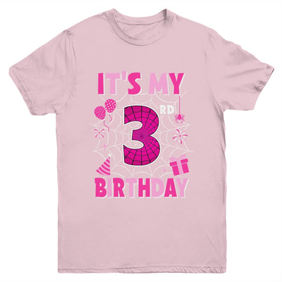 It's My 3rd Birthday Spider Web Theme Party 3 Years Old Girl Youth Shirt | siriusteestore