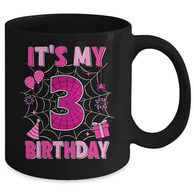 It's My 3rd Birthday Spider Web Theme Party 3 Years Old Girls Mug | siriusteestore