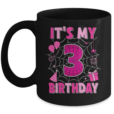 It's My 3rd Birthday Spider Web Theme Party 3 Years Old Girls Mug | siriusteestore
