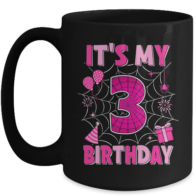 It's My 3rd Birthday Spider Web Theme Party 3 Years Old Girls Mug | siriusteestore