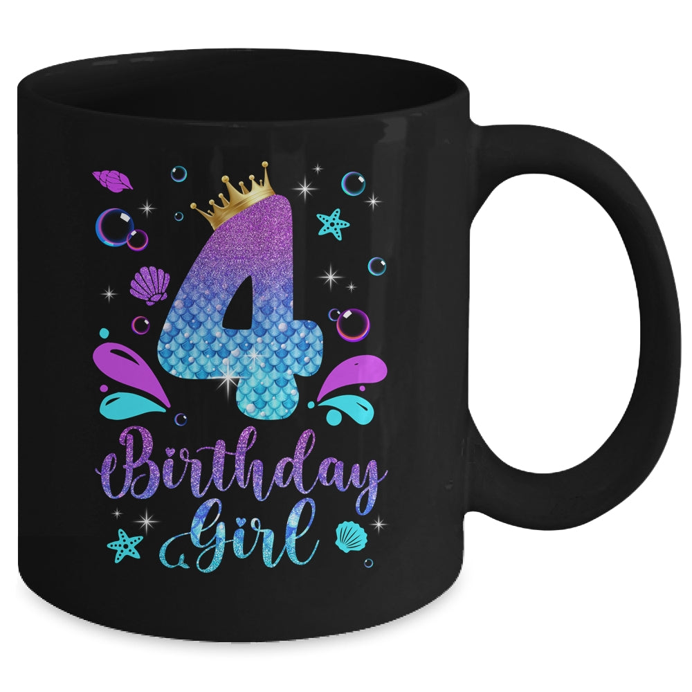 It's My 4th Bday Mermaid Funny Birthday Girls 4 Years Old Mug | siriusteestore