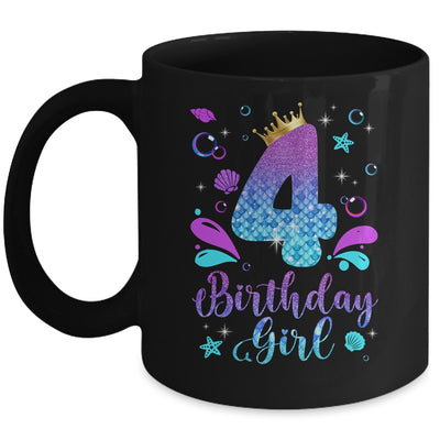 It's My 4th Bday Mermaid Funny Birthday Girls 4 Years Old Mug | siriusteestore