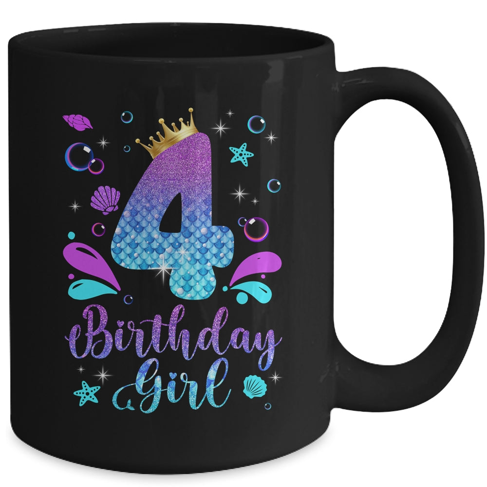 It's My 4th Bday Mermaid Funny Birthday Girls 4 Years Old Mug | siriusteestore