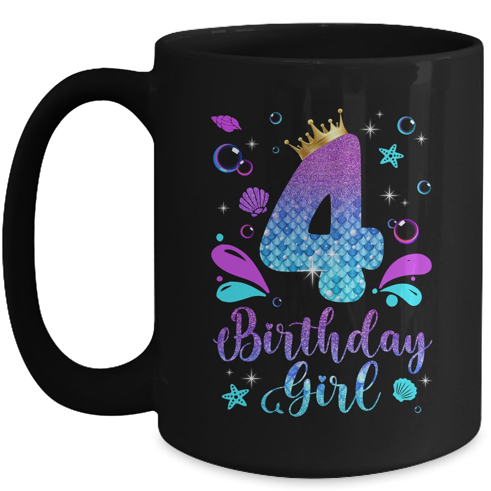 It's My 4th Bday Mermaid Funny Birthday Girls 4 Years Old Mug | siriusteestore