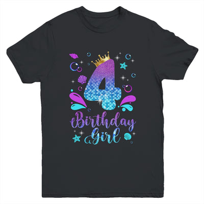 It's My 4th Bday Mermaid Funny Birthday Girls 4 Years Old Youth Shirt | siriusteestore