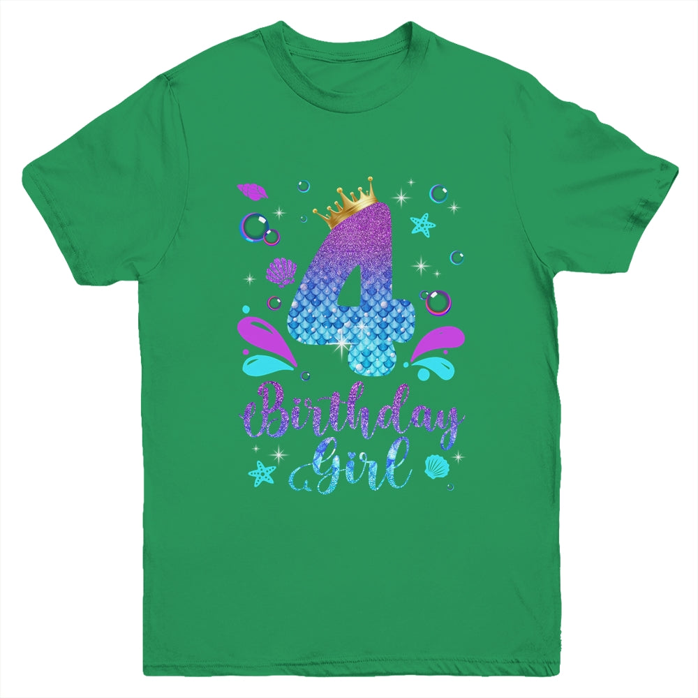 It's My 4th Bday Mermaid Funny Birthday Girls 4 Years Old Youth Shirt | siriusteestore