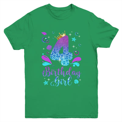 It's My 4th Bday Mermaid Funny Birthday Girls 4 Years Old Youth Shirt | siriusteestore
