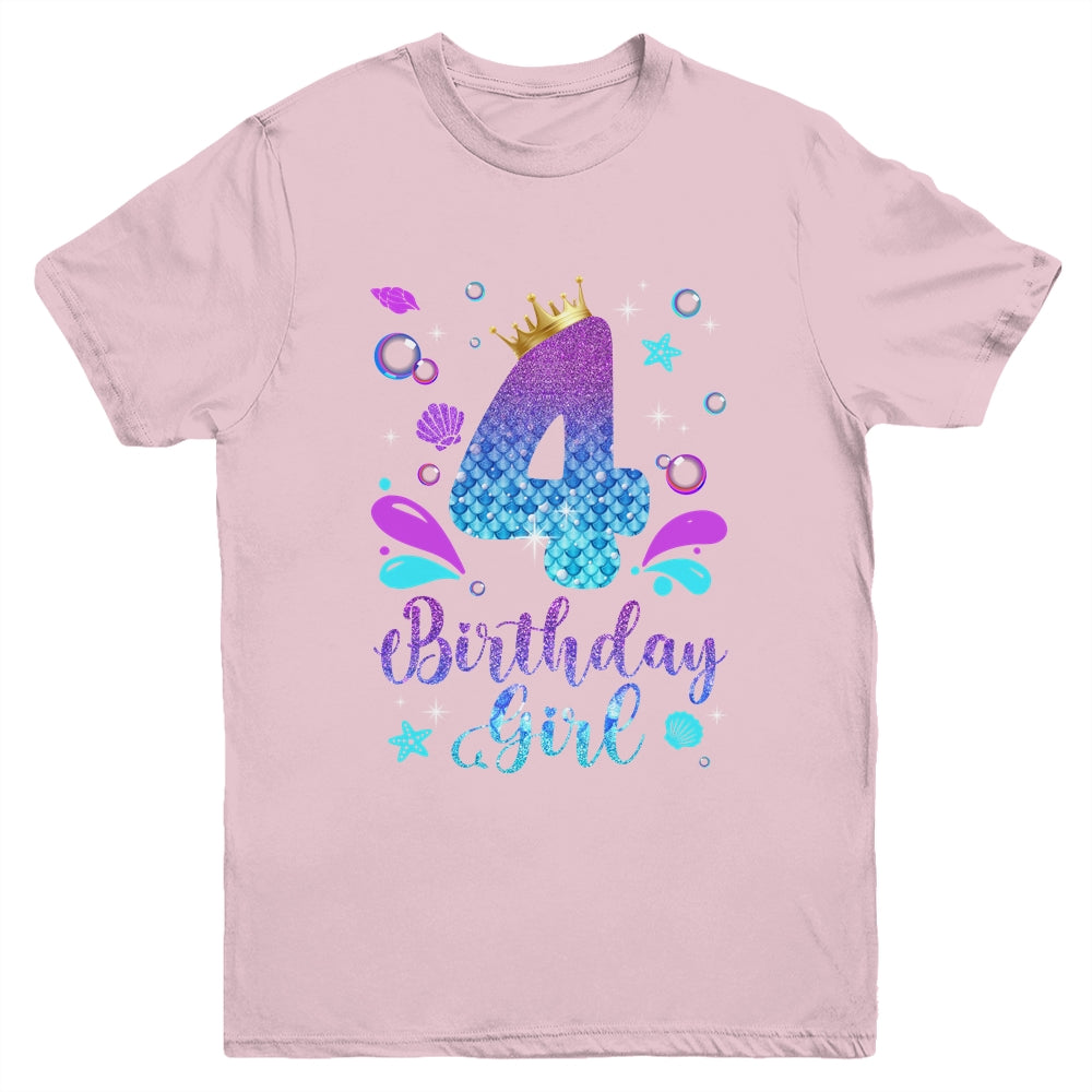 It's My 4th Bday Mermaid Funny Birthday Girls 4 Years Old Youth Shirt | siriusteestore