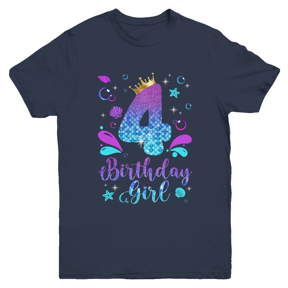 It's My 4th Bday Mermaid Funny Birthday Girls 4 Years Old Youth Shirt | siriusteestore