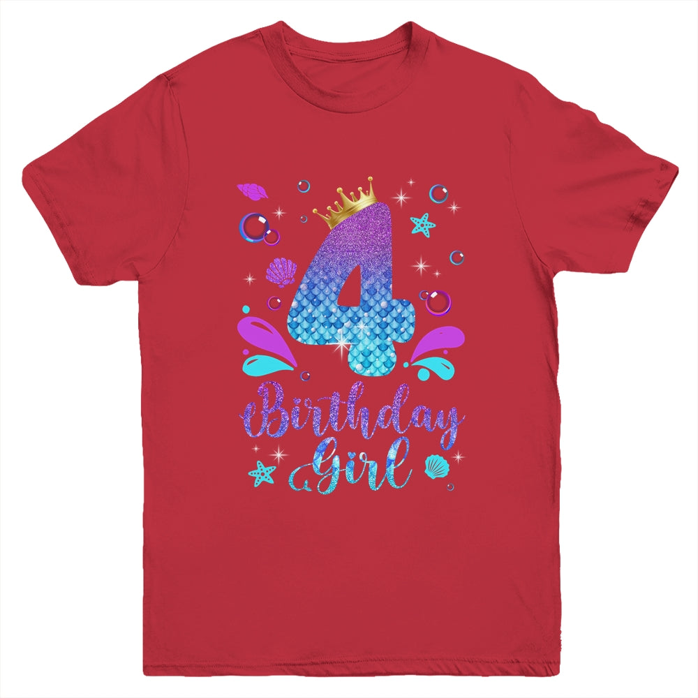 It's My 4th Bday Mermaid Funny Birthday Girls 4 Years Old Youth Shirt | siriusteestore