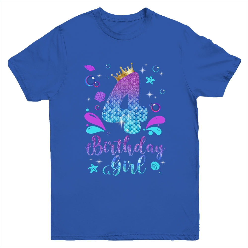 It's My 4th Bday Mermaid Funny Birthday Girls 4 Years Old Youth Shirt | siriusteestore