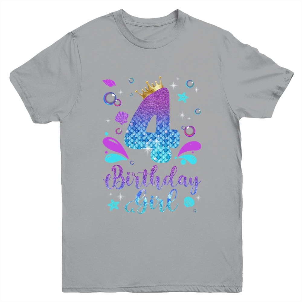 It's My 4th Bday Mermaid Funny Birthday Girls 4 Years Old Youth Shirt | siriusteestore