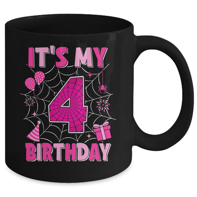 It's My 4th Birthday Spider Web Theme Party 4 Years Old Girls Mug | siriusteestore