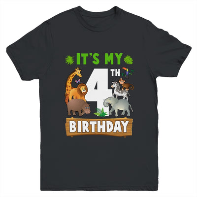 It's My 4th Birthday Zoo Jungle Safari 4 Years Old Birthday Youth Shirt | siriusteestore