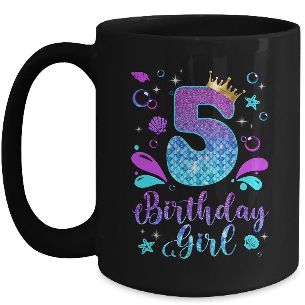 It's My 5th Bday Mermaid Funny Birthday Girls 5 Years Old Mug | siriusteestore