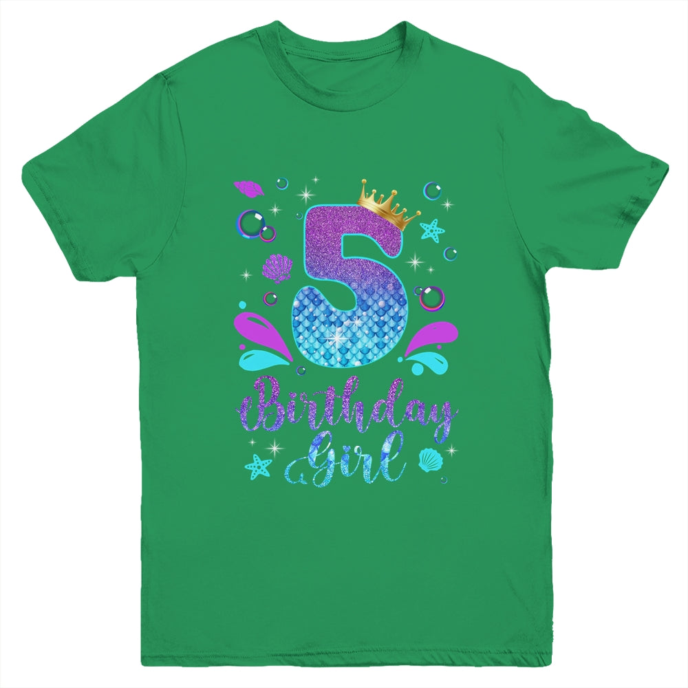 It's My 5th Bday Mermaid Funny Birthday Girls 5 Years Old Youth Shirt | siriusteestore