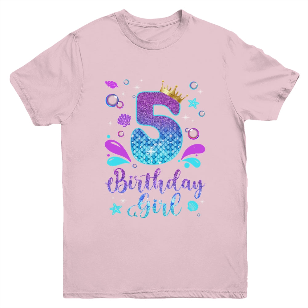It's My 5th Bday Mermaid Funny Birthday Girls 5 Years Old Youth Shirt | siriusteestore