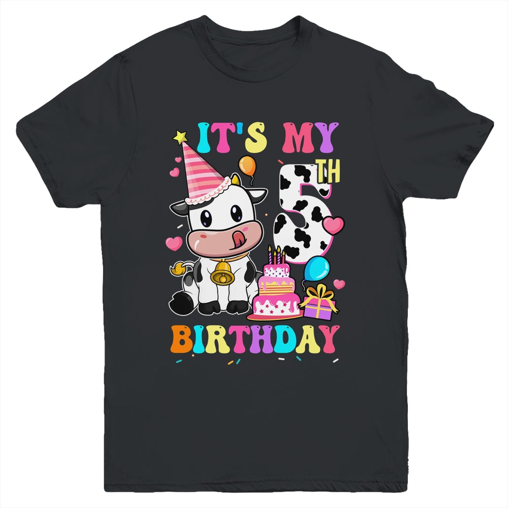 It's My 5th Birthday Dairy Cow Girls Funny 5 Year Old Youth Shirt | siriusteestore