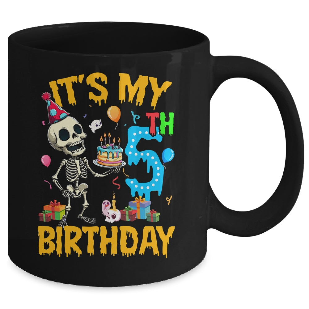 It's My 5th Birthday Party Halloween Skeleton Birthday Kids Mug | siriusteestore