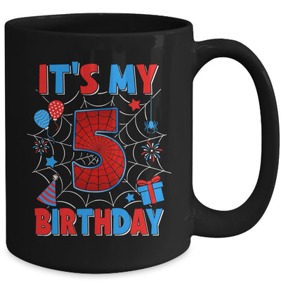 It's My 5th Birthday Spider Web Theme Party 5 Years Old Boys Mug | siriusteestore