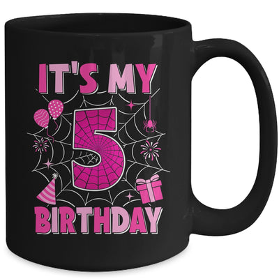 It's My 5th Birthday Spider Web Theme Party 5 Years Old Girls Mug | siriusteestore