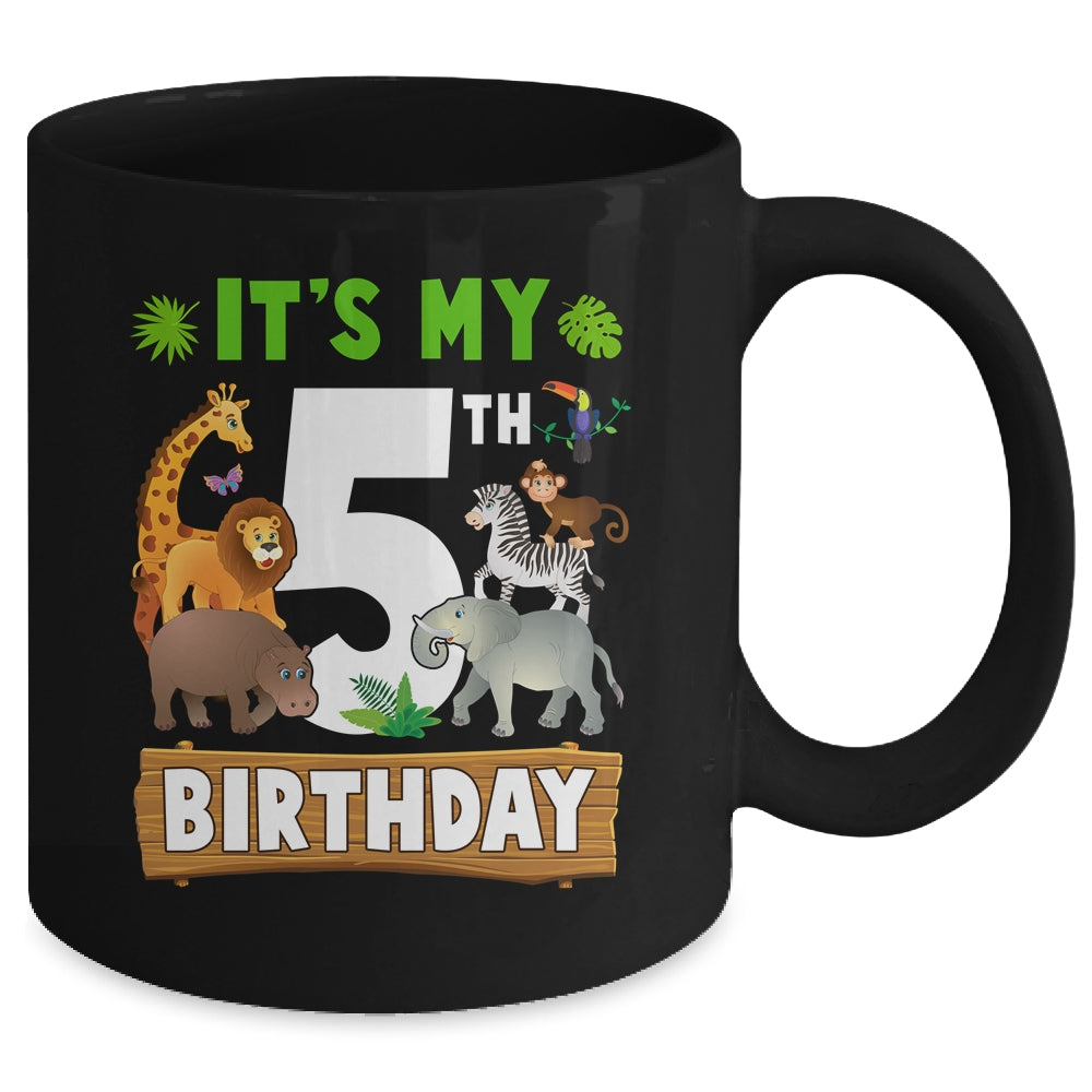 It's My 5th Birthday Zoo Jungle Safari 5 Years Old Birthday Mug | siriusteestore