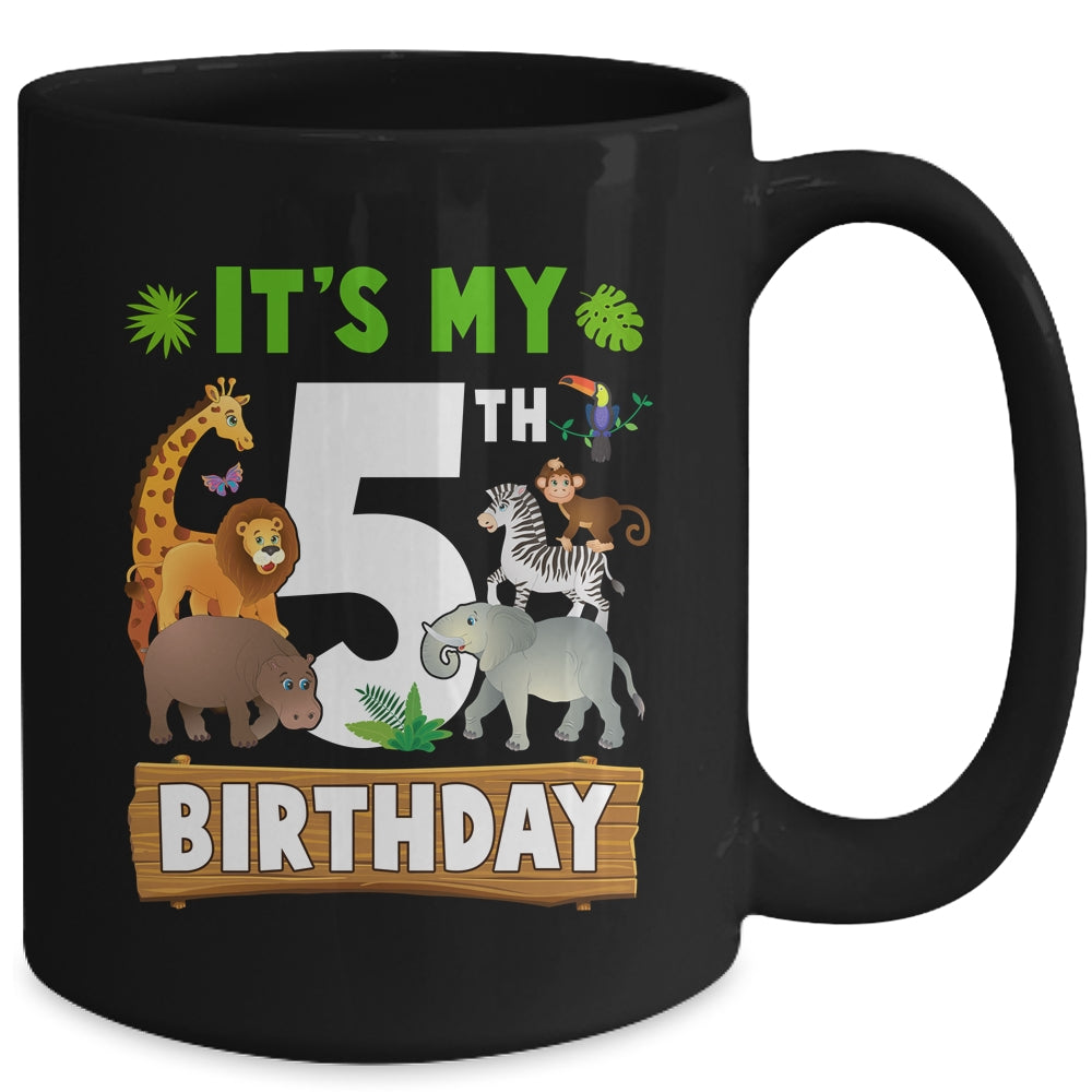 It's My 5th Birthday Zoo Jungle Safari 5 Years Old Birthday Mug | siriusteestore