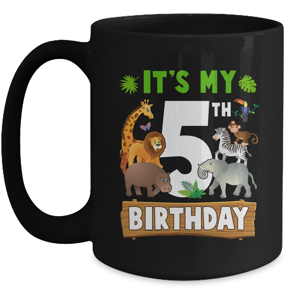 It's My 5th Birthday Zoo Jungle Safari 5 Years Old Birthday Mug | siriusteestore