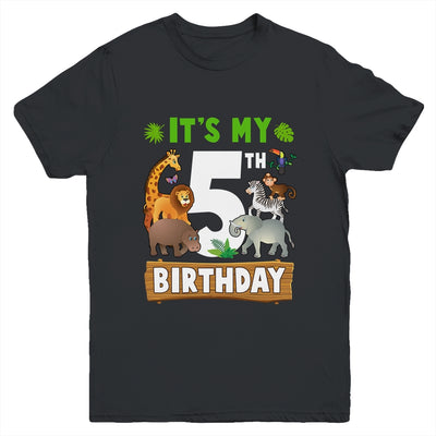 It's My 5th Birthday Zoo Jungle Safari 5 Years Old Birthday Youth Shirt | siriusteestore