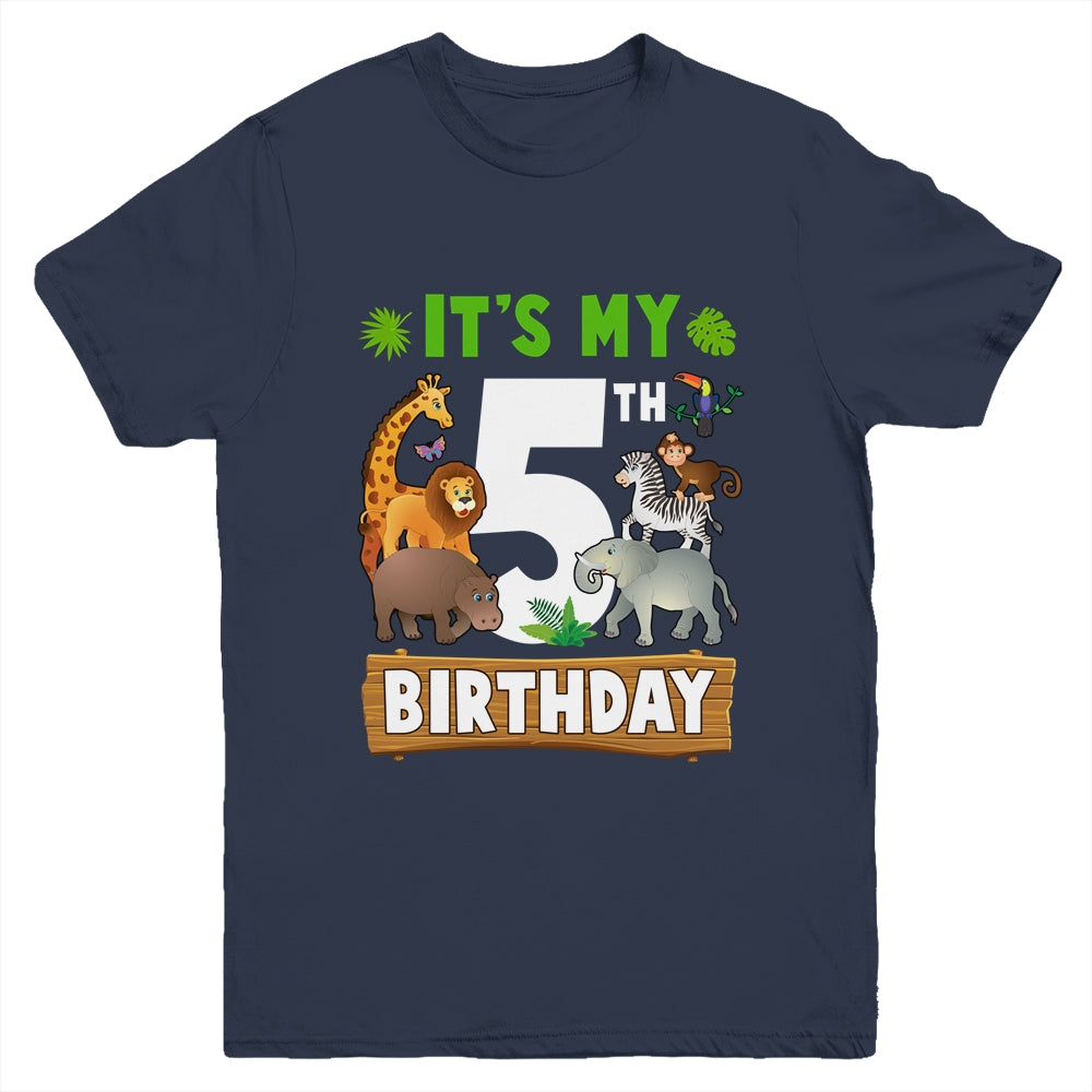It's My 5th Birthday Zoo Jungle Safari 5 Years Old Birthday Youth Shirt | siriusteestore