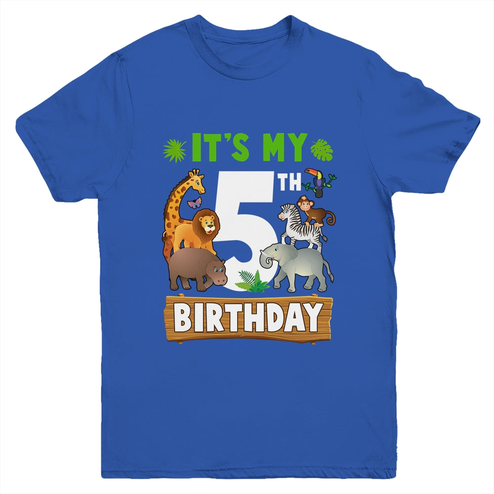 It's My 5th Birthday Zoo Jungle Safari 5 Years Old Birthday Youth Shirt | siriusteestore