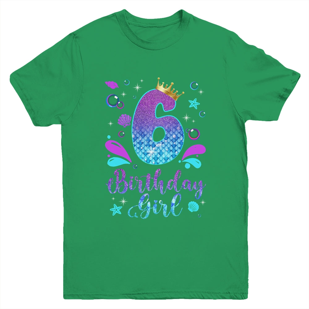 It's My 6th Bday Mermaid Funny Birthday Girls 6 Years Old Youth Shirt | siriusteestore