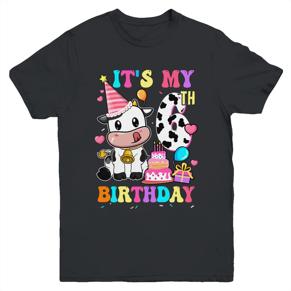 It's My 6th Birthday Dairy Cow Girls Funny 6 Year Old Youth Shirt | siriusteestore